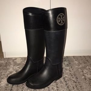 Tory Burch Diana Leathertrimmed Rain Boots
